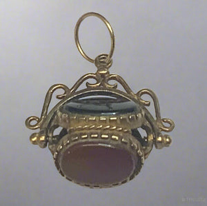 Gold, Spinner Fob, Pendant, 9ct, (375), Yellow Gold, Antique, Vintage, 18,81mm x 17.81mm