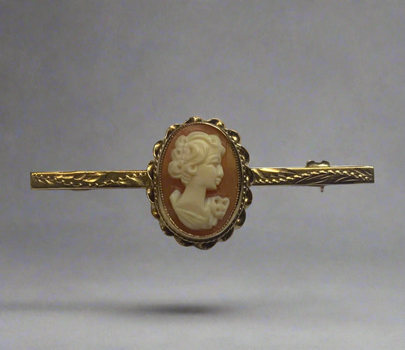 Gold, Tie pin, Cameo, 9ct, (375), Yellow Gold, Antique, Vintage, 44.38mm x 17.29mm