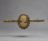 Gold, Tie pin, Cameo, 9ct, (375), Yellow Gold, Antique, Vintage, 44.38mm x 17.29mm