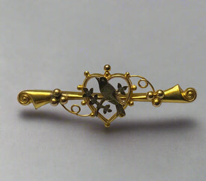 Gold, Two Toned, Bird Design, Tie pin, 9ct, (375), Yellow Gold, Antique, Vintage, 14.10mm x 15.03mm