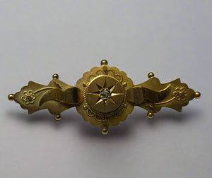Gold, Victorian, Star Design, Diamond, Tie pin, Locket, Keepsake, 9ct, (375), Yellow Gold, Antique, Vintage, 17.13mm x 43.42m, 