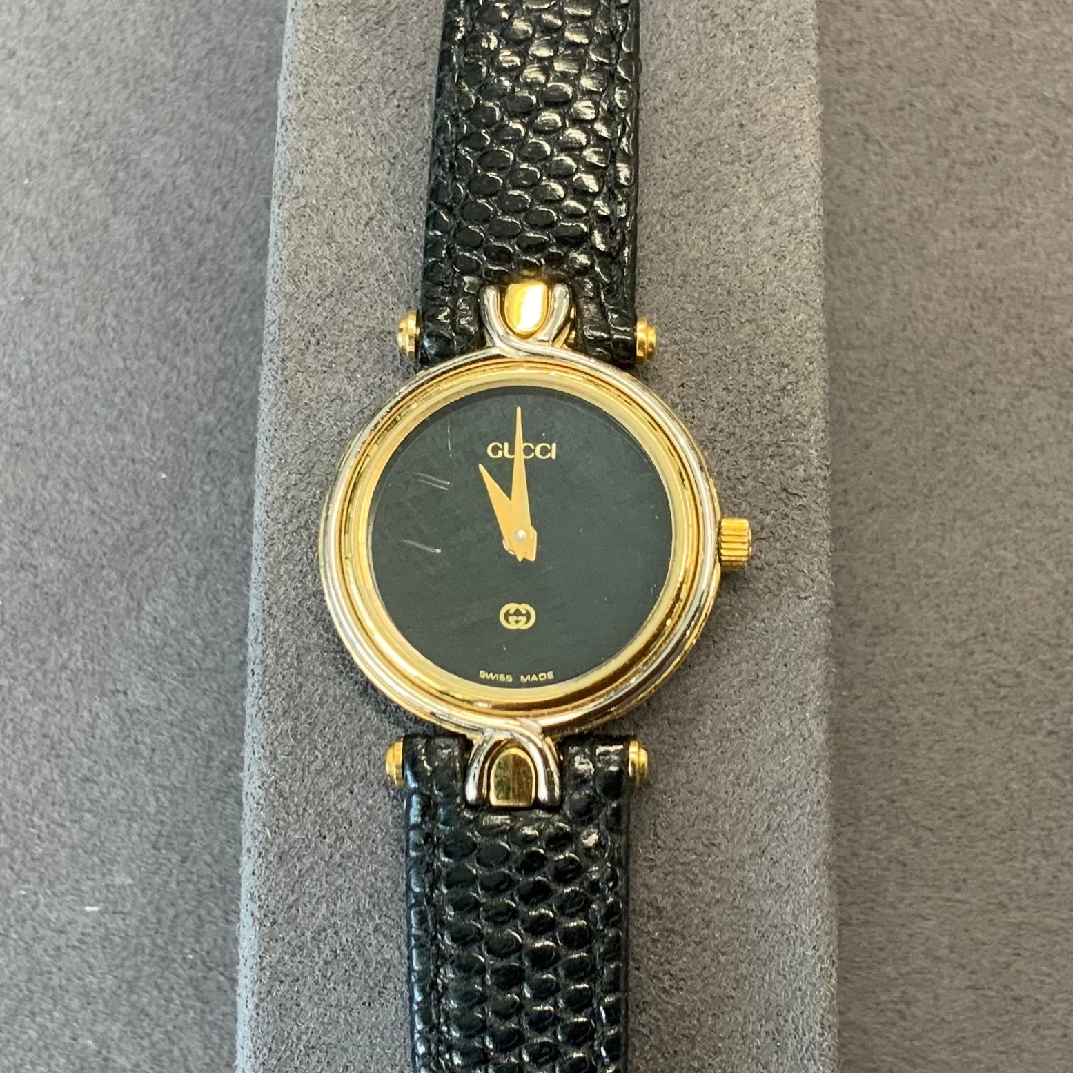 Vintage Gucci 4500L Women’s Watch Swiss Made Gold Tone Black Leather Strap Gucci, Watch, 4500L, Vintage, Woman main image 4