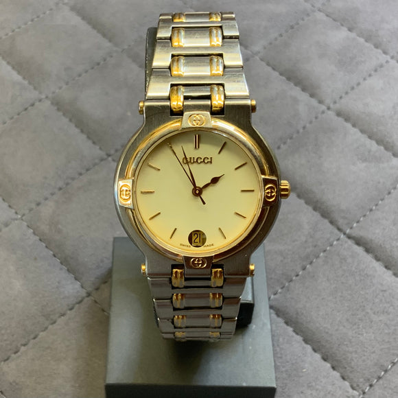 Gucci, Watch, 9000L, Vintage,Men’s, Woman’s, Two Toned, Gold & Silver, Metal Strap, Analog, DC Jewellers 