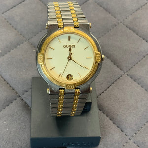 Guccii, Watch, 9000M, Vintage, Men’s, Woman’s, Two Toned, Gold & Silver, Metal Strap, Analog, DC Jewellers