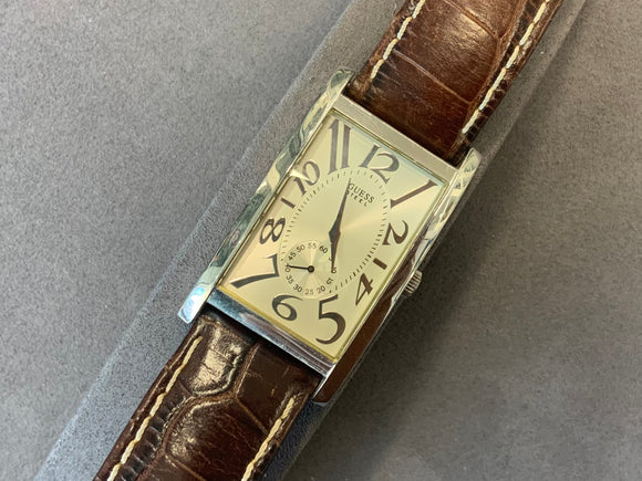 Guess, Watch, Steel, 190277G3, Vintage, Quartz, White Dial, Brown Leather Strap, Rectangular, DC Jewellers