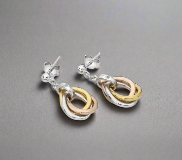 Copy of Hot Diamonds, Earrings, Trio Teardrop, Rose and Gold Plate, Accents, DE645