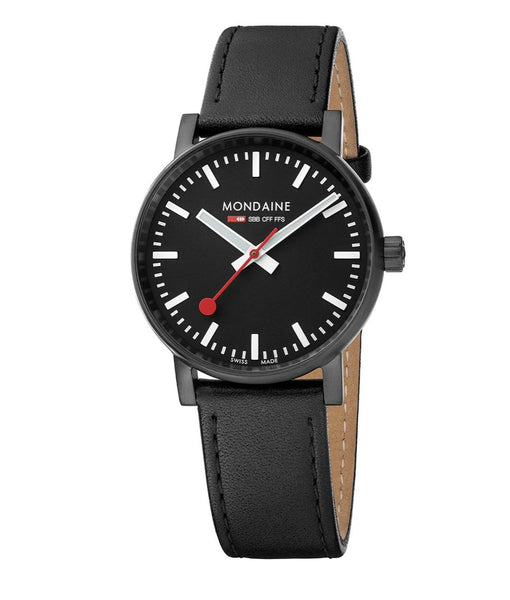Mondaine, Watch, MSE.35121.LB, EVO 2, Black, Leather Strap. – DC 