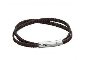 Fred Bennett, Gents Jewellery, Leather, Bracelet, B5281, Stainless Steel, Crossover Clip.