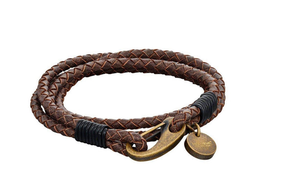 Fred Bennett, Gents Jewellery, Leather Brown , Bracelet, B5273, Bronce Stainless Steel Clasp.