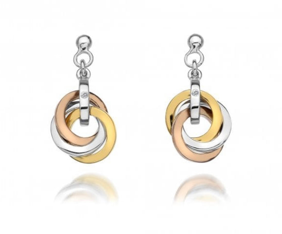 Hot Diamonds, Earrings, Trio Collection, Rose and Yellow Gold, Sterling Silver, DE389
