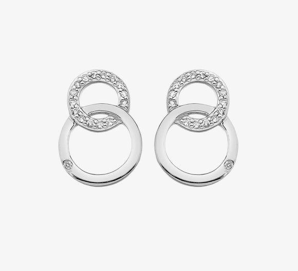 Hot Diamonds, Earrings, Stud, Striking Interlocking, Sterling Silver, DE533
