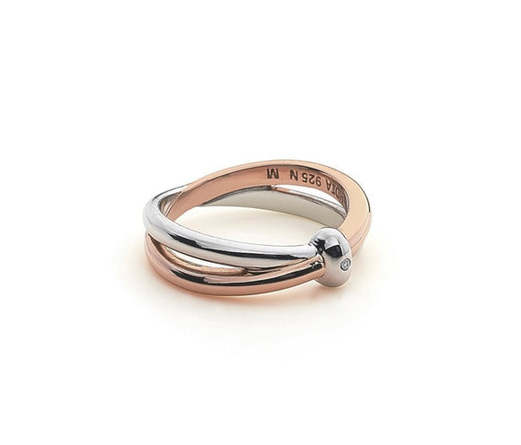 Hot Diamonds, Ring, (N) Eternal Collection, Rose Gold Plated, Sterling Silver, Eternity, Vermil, Interlocking, DR112