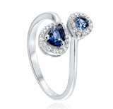 Waterford, Jewellery Ring, (N), Double Sapphire Blue Coloured Open, Sterling Silver, WR241