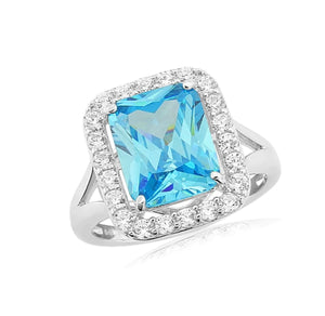 Waterford, Jewellery Ring, (L), Blue Topaz Cushion Stone, Sterling Silver, WR150