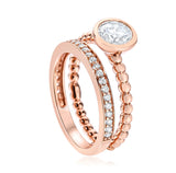 Waterford, Jewellery Ring, (L),(52), Rose Gold Toned Layered Crystal, Sterling Silver, WR268