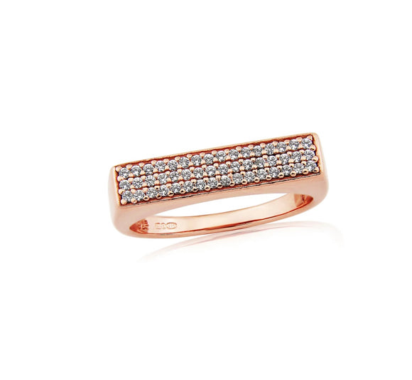 Waterford, Jewellery Ring, (P),( 57),, Rose Gold Toned Shimmering Oblong, Sterling Silver, WR237