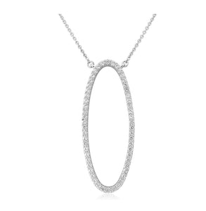 Waterford Jewellery, Pendant, Open Oval Stone Set Drop Necklace, Sterling Silver, WP132