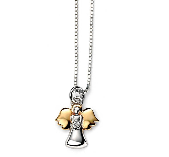 D For Diamonds, Pendant, Ángel, Silver and Gold Plate, P4019, Kids, Children’s, Jewellery, Necklace