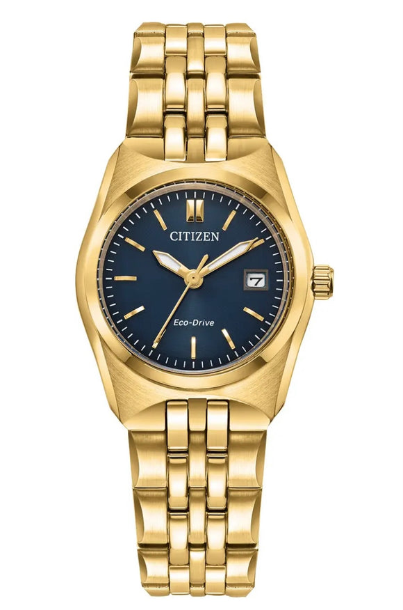 Citizen, Watch, Ladies, Corso, EW2293-56L, Eco-Drive, Two Tone, Gold Plated, Blue Dial, Bracelet.