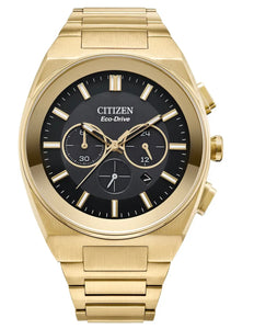 Citizen, Watch, Gents, Modern, CA4582-54A, Eco-Drive, Black  Dial, Gold Plated, Bracelet.