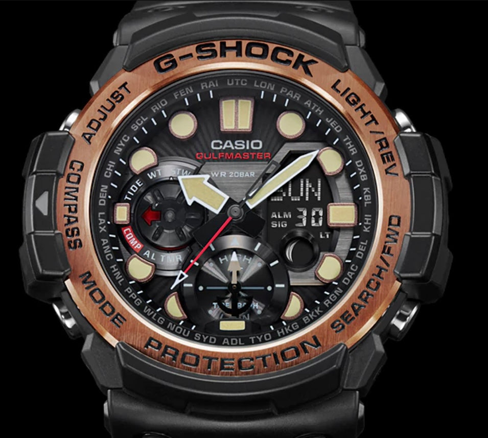 G Shock Watch Gulfmaster GN 1000RG 1AER 5443 Tide Graph compass Thermometer Digital Rose Gold