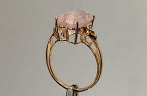 Ring, 9ct Rose Gold, Rose Quartz, Diamonds, Size R1/2, (60)