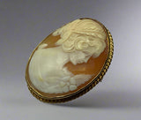 Gold, Cameo, Brooch, Pendant, 9ct (375)Yellow Gold, Antique, Vintage 36.99mm x 50.39mm