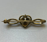 Gold, Turquoise, Heart & Petal Design, Tie pin, 9ct, (375), Yellow Gold, Antique, Vintage, 37.90mm x 13.26
