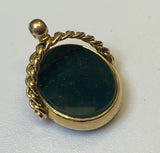 Gold, Spinner Fob, Double Sided, Pendant, 9ct, (375), Yellow Gold, Antique, Vintage, 25.50mm x 33.08mm