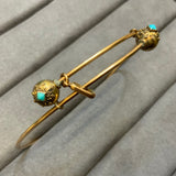 Gold, Bangle, Turquoise, Victorian, 9ct, (375), Red Gold, Antique, Vintage, 59.76mm x 54.85mm