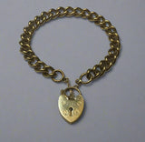 Gold, Bracelet, Heavy Curb, Solid, Heart Lock Clasp, Chain, 9ct, (375), Yellow Gold, Antique, Vintage, 114.86mm