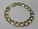 Gold, Bracelet,  Flat Curb, Heavy, Solid, Chain, 9ct, (375), Yellow Gold, Antique, Vintage, 22cm