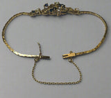 Gold, Bracelet, Dinner, Diamond, Sapphire, Hand Crafted, 9ct, (375), Yellow Gold, Antique, Vintage, 7 inches