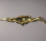 Gold, Bracelet, Dinner, Diamond, Sapphire, Hand Crafted, 9ct, (375), Yellow Gold, Antique, Vintage, 7 inches