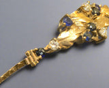 Gold, Bracelet, Dinner, Diamond, Sapphire, Hand Crafted, 9ct, (375), Yellow Gold, Antique, Vintage, 7 inches