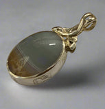 Silver, Double Sided, Pendant, DSW, Blue & White, Agate, (925), Antique, Vintage, Large Hallmarks, 24.76mm x 51.01m, David Scott Walker,