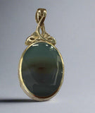 Silver, Double Sided, Pendant, DSW, Blue & White, Agate, (925), Antique, Vintage, Large Hallmarks, 24.76mm x 51.01m, David Scott Walker,