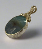 Silver, Double Sided, Pendant, DSW, Blue & White, Agate, (925), Antique, Vintage, Large Hallmarks, 24.76mm x 51.01m, David Scott Walker,