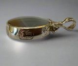 Silver, Double Sided, Pendant, DSW, Blue & White, Agate, (925), Antique, Vintage, Large Hallmarks, 24.76mm x 51.01m, David Scott Walker,