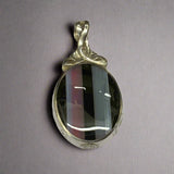 Silver, Double Sided, Pendant, DSW, Blue & White, Agate, (925), Antique, Vintage, Lar