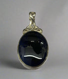 Silver, Double Sided, Pendant, DSW, Blue & White, Agate, (925), Antique, Vintage, Lar