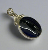 Silver, Double Sided, Pendant, DSW, Blue & White, Agate, (925), Antique, Vintage, Lar