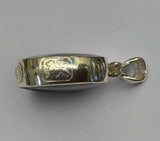 Silver, Double Sided, Pendant, DSW, Blue & White, Agate, (925), Antique, Vintage, Lar`