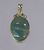 Silver, Double Sided, Pendant, DSW, Blue & Moss Agate Galaxy, (925), Antique, Vintage, Large Hallmarks, 24.33mm x 51.97mm, David Scott Walker