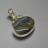Silver, Double Sided, Pendant, DWS, Pink & Moss Agate, (925), Antique, Vintage, Large Hallmarks, 31.64mm x 44.27m, David Scott Walker