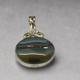 Silver, Double Sided, Pendant, DWS, Pink & Moss Agate, (925), Antique, Vintage, Large Hallmarks, 31.64mm x 44.27m, David Scott Walker