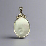 Silver, Double Sided, Pendant, Mother of Pearl & Blue Lace Agate, (925), Antique, Vintage, 25.70mm x 50.54mm