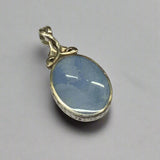 Silver, Double Sided, Pendant, Mother of Pearl & Blue Lace Agate, (925), Antique, Vintage, 25.70mm x 50.54mm