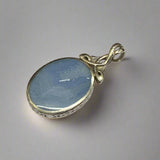 Silver, Double Sided, Pendant, Mother of Pearl & Blue Lace Agate, (925), Antique, Vintage, 25.70mm x 50.54mm
