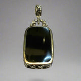 Silver, Double Sided, Pendant, Red Jasper & Black Onyx, (925), Antique, Vintage, 18.10mm x 46.67mm